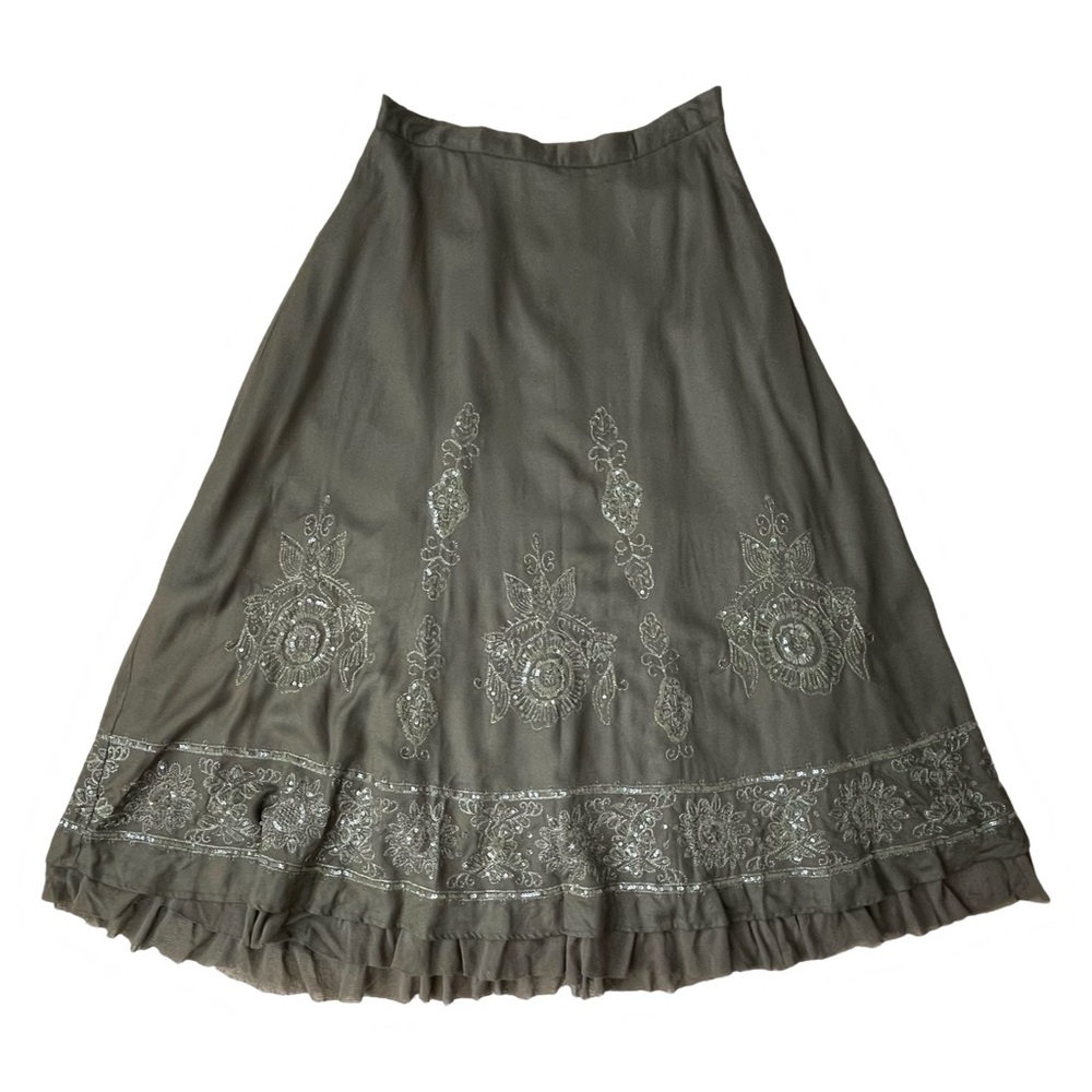 Coldwater Creek embroidered Metallic Maxi skirt Boho Peasant Cottagecore Fairy - Picture 2 of 10